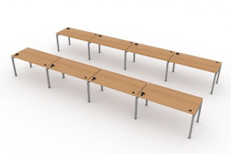 maple top office benching with plugs