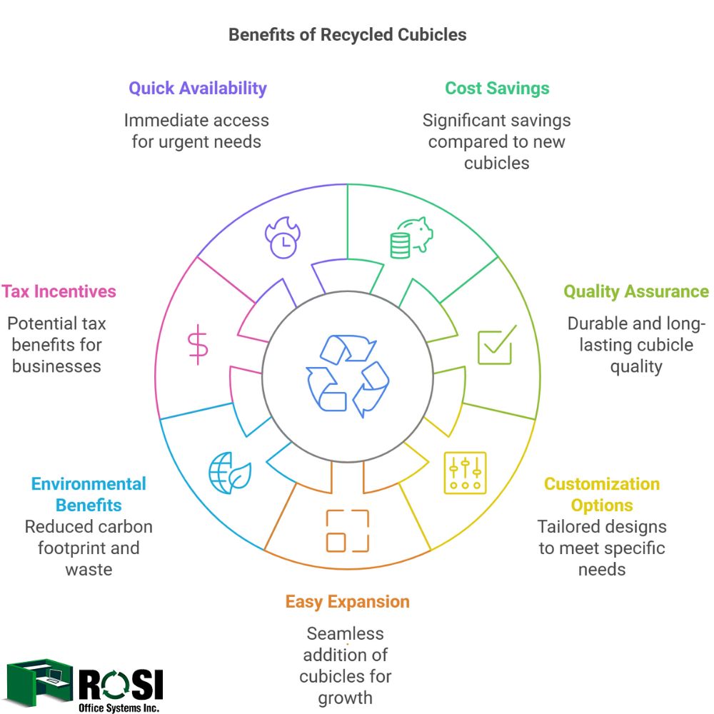 Benefits of recycled cubicles infographic 