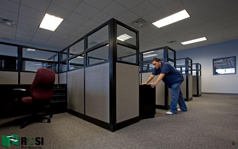 Workers assembling Office Installation