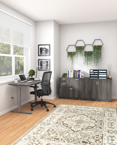 height adjustable office desk and ergo chair