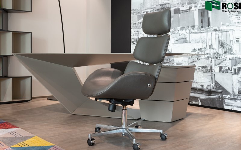 Modern Design Gray Office Chair and Desk