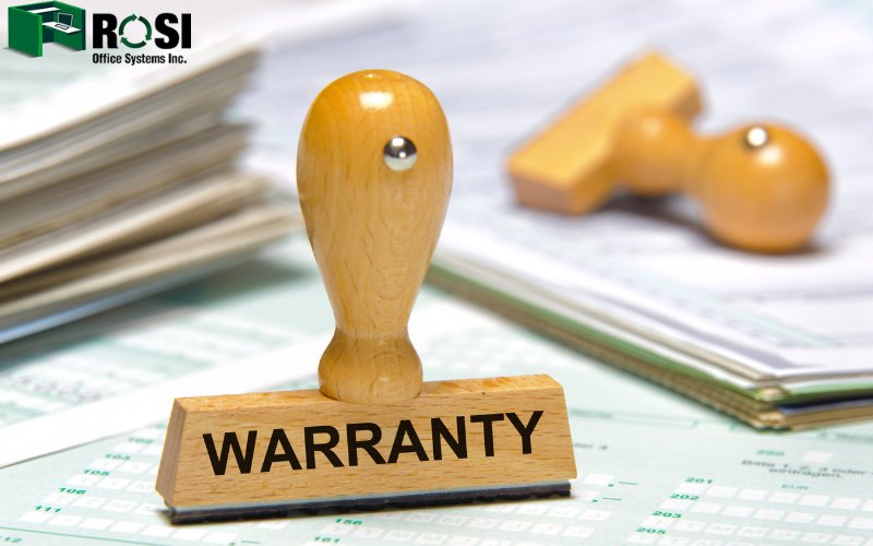 Warranty printed on rubber stamp