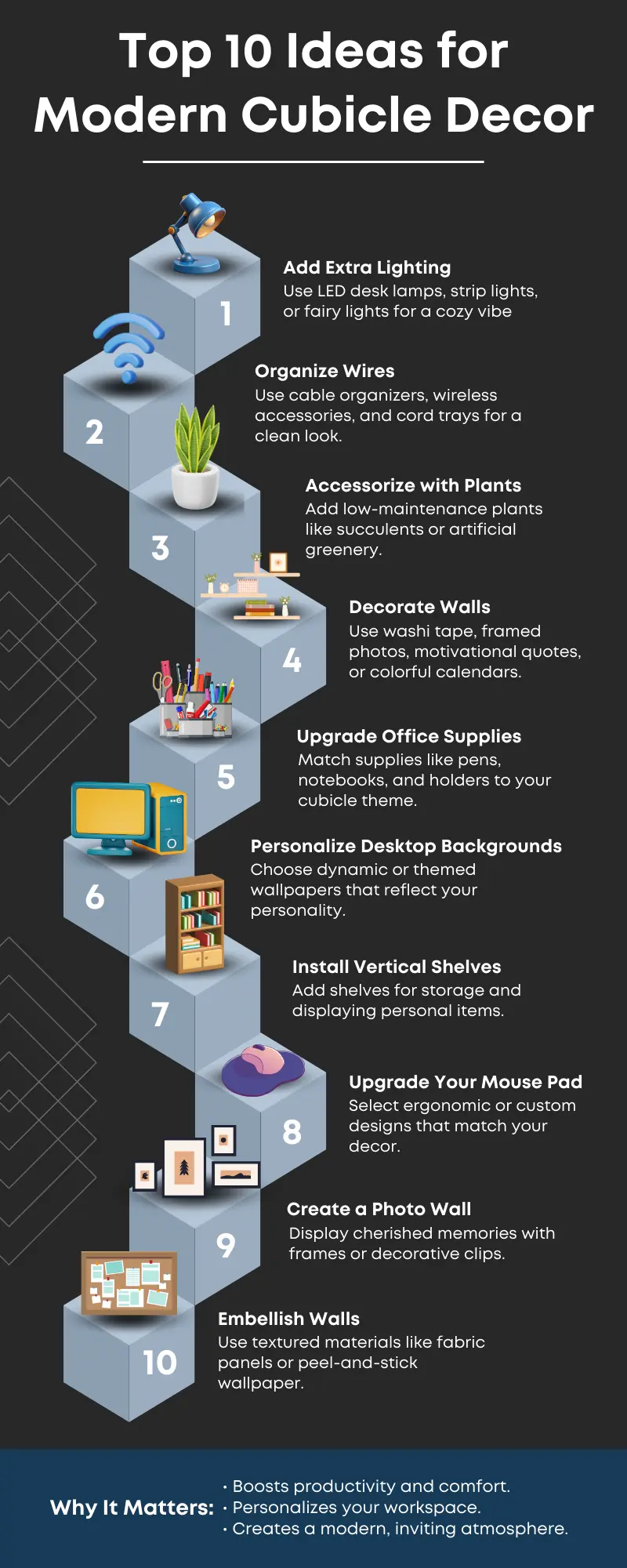 how to decorate a cubicles: top 10 infographic ideas