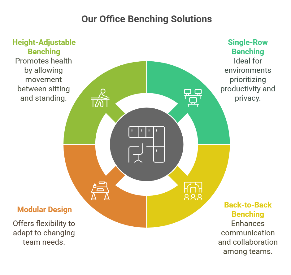 The array of Office Benching Solutions We Offer Infographic